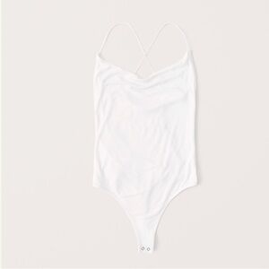 Abercrombie & Fitch White Draped Cowl Bodysuit
